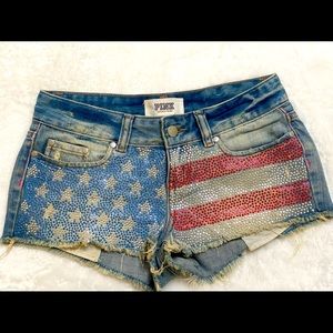 PINK VICTORIA SECRET USA SPARKLE JEAN SHORTS